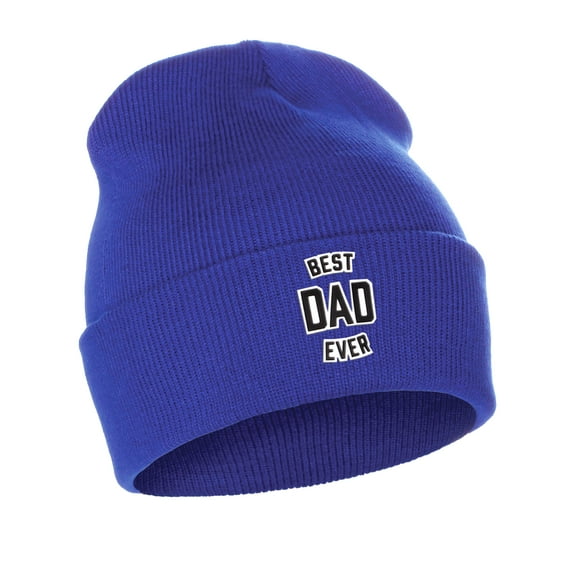 Daxton Best Dad Ever Cuffed Beanie Winter Knit Hat Skully Cap, Royal Beanie