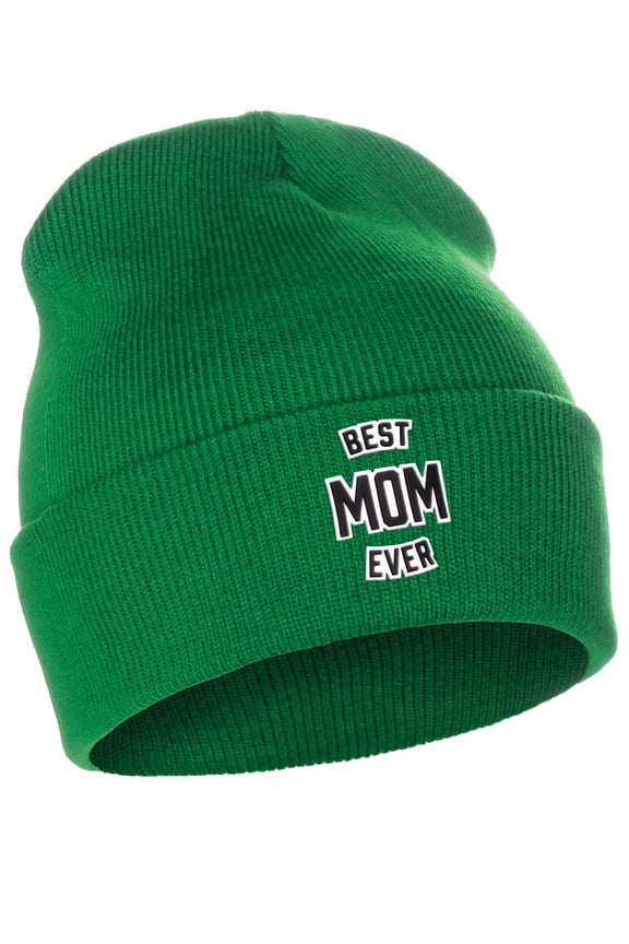 Best Mom Ever Cuffed Beanie Winter Knit Hat Skully Cap,Kelly Beanie