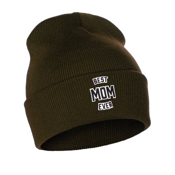 Daxton Best Mom Ever Cuffed Beanie Winter Knit Hat Skully Cap, Olive Beanie