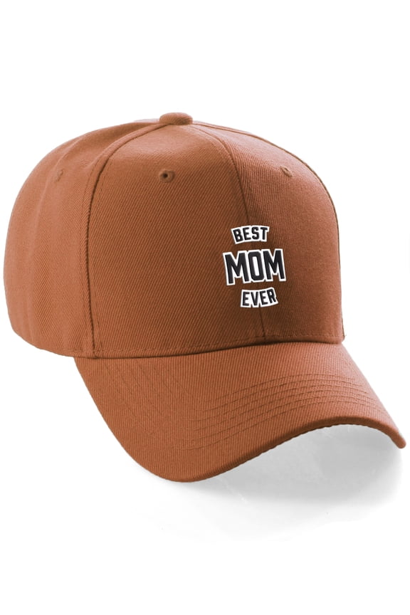 Best Mom Ever Curve Visor Bill Baseball Hat Cap, Rust Hat