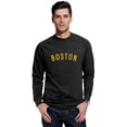 thumbnail image 1 of Daxton Boston Sweatshirt Athletic Fit Pullover Crewneck French Terry Fabric, Black Sweatshirt Gold Letters, S, 1 of 3