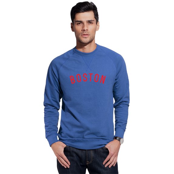 Daxton Boston Sweatshirt Athletic Fit Pullover Crewneck French Terry Fabric, Slate Sweatshirt Red Letters, 3XL