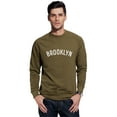 thumbnail image 1 of Daxton Brooklyn Sweatshirt Athletic Fit Pullover Crewneck French Terry Fabric, Olive Sweatshirt White Letters, M, 1 of 3