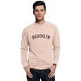 thumbnail image 1 of Daxton Brooklyn Sweatshirt Athletic Fit Pullover Crewneck French Terry Fabric, Peach Sweatshirt Black Letters,  L, 1 of 3