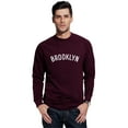 thumbnail image 1 of Daxton Brooklyn Sweatshirt Athletic Fit Pullover Crewneck French Terry Fabric, Wine Sweatshirt White Letters, L, 1 of 3