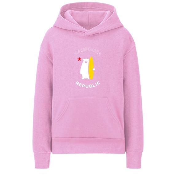 Daxton California Republic Youth Unisex Pullover Hoodie Mid-Weight Fleece Sweatshirt, Pink, Large