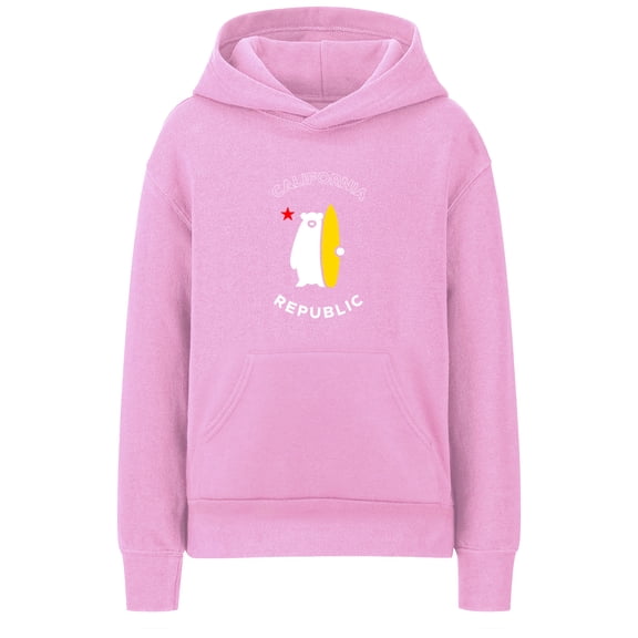 Daxton California Republic Youth Unisex Pullover Hoodie Mid-Weight Fleece Sweatshirt, Pink, Small