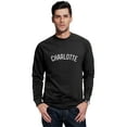 thumbnail image 1 of Daxton Charlotte Sweatshirt Athletic Fit Pullover Crewneck French Terry Fabric, Black Sweatshirt White Letters, 1XL, 1 of 3