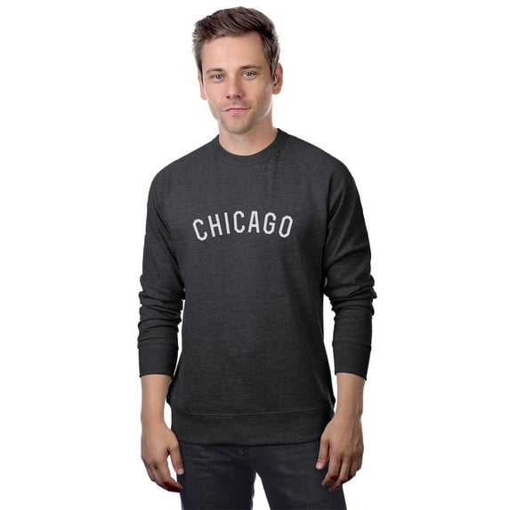 Daxton Chicago Sweatshirt Athletic Fit Pullover Crewneck French Terry Fabric, Hth Chc Sweatshirt White Letters, 2XL