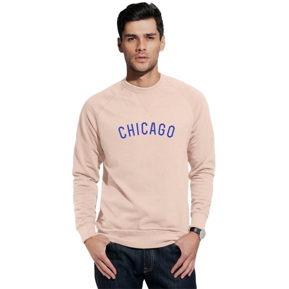 Daxton Chicago Sweatshirt Athletic Fit Pullover Crewneck French Terry Fabric, Peach Sweatshirt Ry Letters, , 3XL