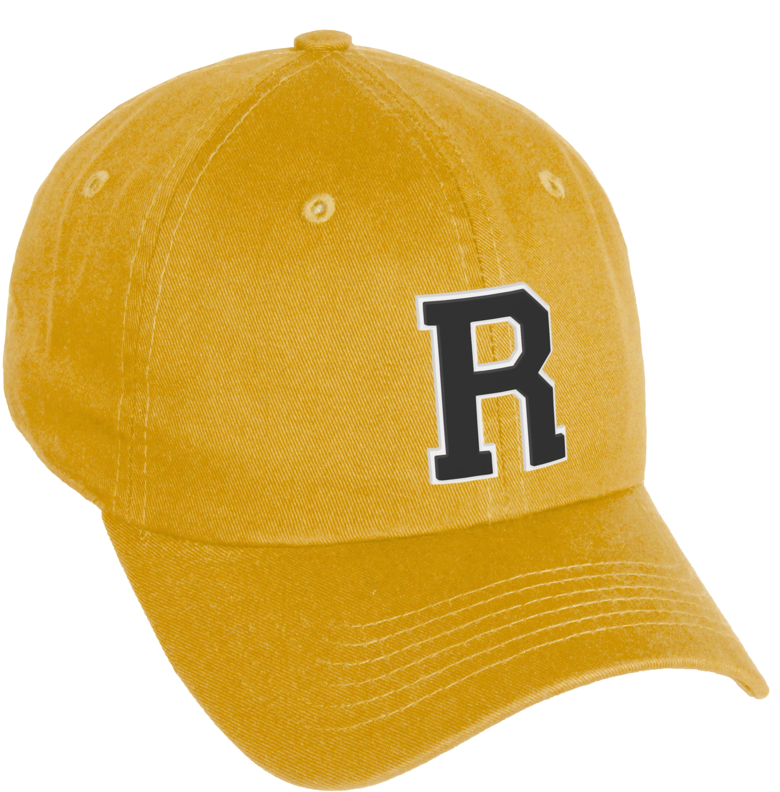 Letter R Hat Daxton Classic 3D Varsity White Black Initial A to Z Letters Baseball ...