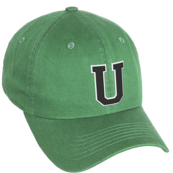 Daxton Classic 3D Varsity White Black Initial A to Z Letters Baseball Cap Dad Hat, Kelly Hat Letter U