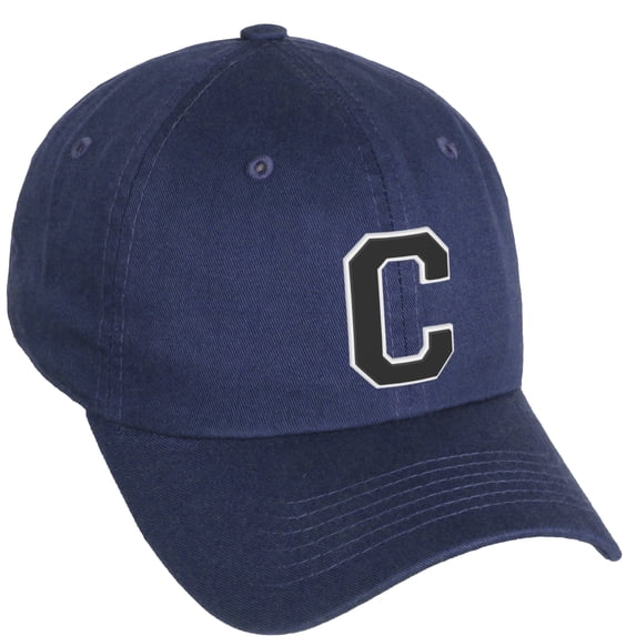 Daxton Classic 3D Varsity White Black Initial A to Z Letters Baseball Cap Dad Hat, Navy Hat Letter C