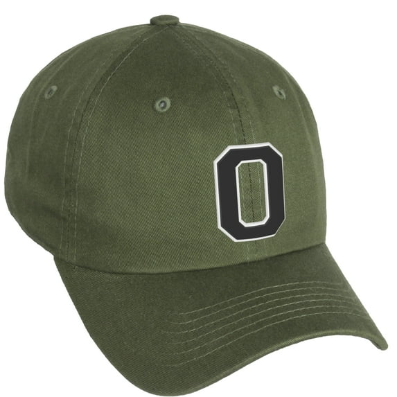 Daxton Classic 3D Varsity White Black Initial A to Z Letters Baseball Cap Dad Hat, Olive Hat Letter O