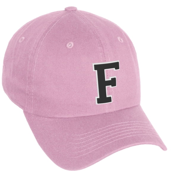 Daxton Classic 3D Varsity White Black Initial A to Z Letters Baseball Cap Dad Hat, Pink Hat Letter F