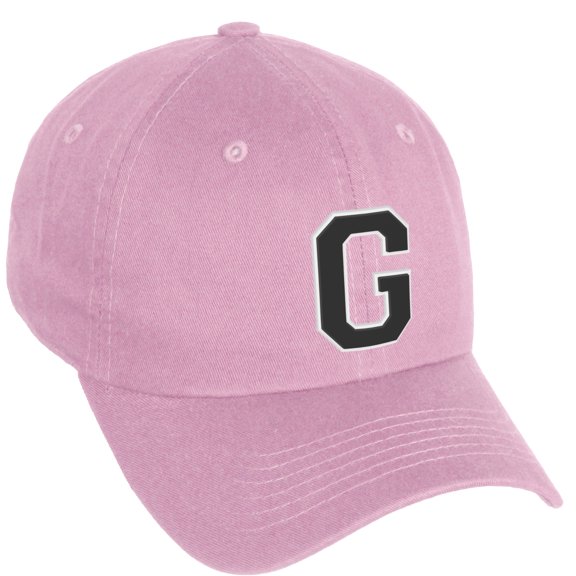Daxton Classic 3D Varsity White Black Initial A to Z Letters Baseball Cap Dad Hat, Pink Hat Letter G