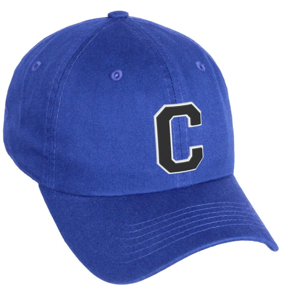 Daxton Classic 3D Varsity White Black Initial A to Z Letters Baseball Cap Dad Hat, Royal Hat Letter C