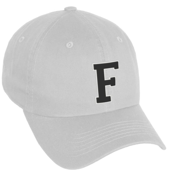 Daxton Classic 3D Varsity White Black Initial A to Z Letters Baseball Cap Dad Hat, White Hat Letter F