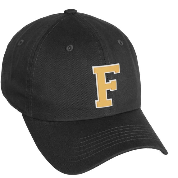 Daxton Classic 3D Varsity White Neon Orange Initial Letters Baseball Dad Hat, Black, Letter F