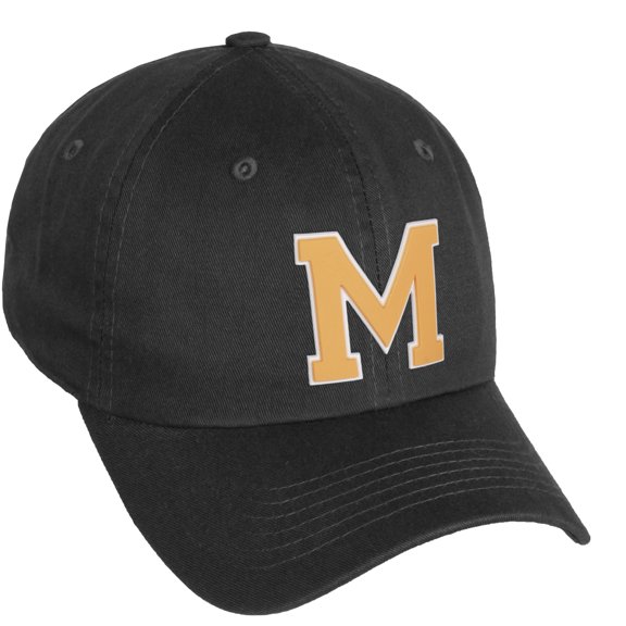 Daxton Classic 3D Varsity White Neon Orange Initial Letters Baseball Dad Hat, Black, Letter M