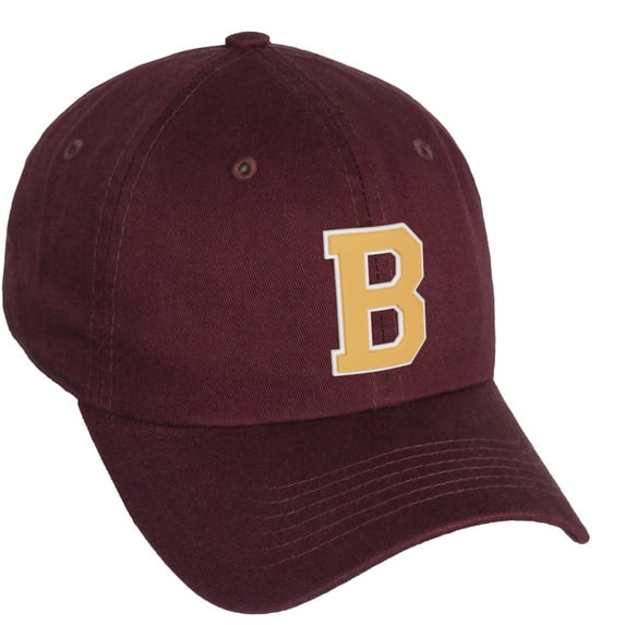 Daxton Classic 3D Varsity White Neon Orange Initial Letters Baseball Dad Hat, Burgundy, Letter B