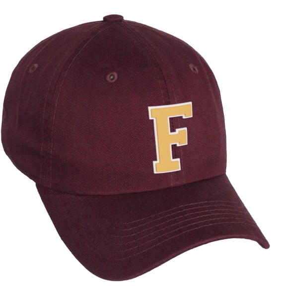 Daxton Classic 3D Varsity White Neon Orange Initial Letters Baseball Dad Hat, Burgundy, Letter F