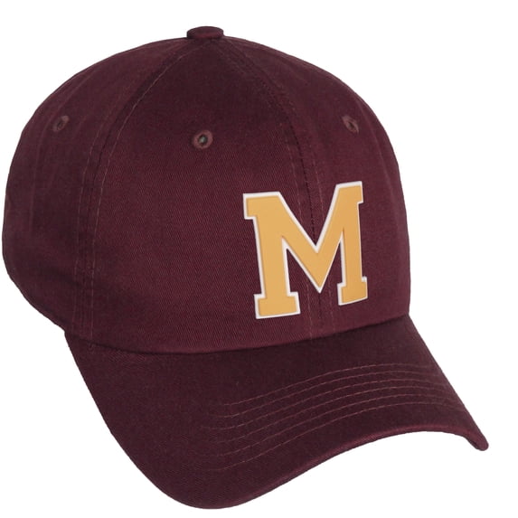 Daxton Classic 3D Varsity White Neon Orange Initial Letters Baseball Dad Hat, Burgundy, Letter M