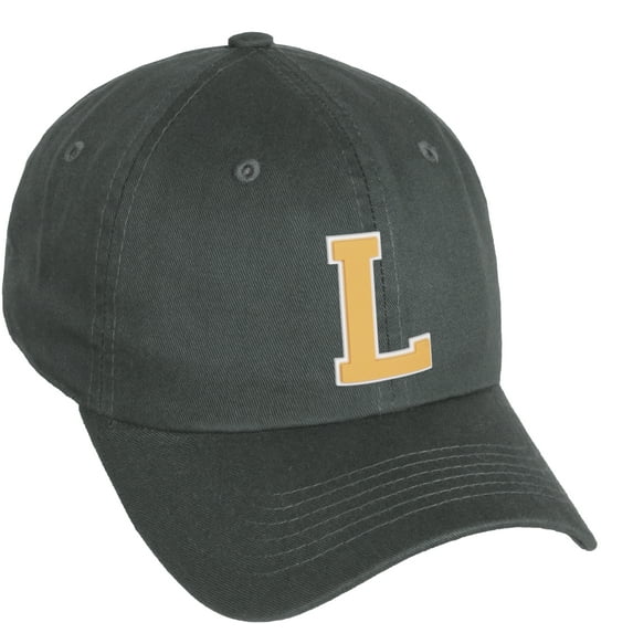 Daxton Classic 3D Varsity White Neon Orange Initial Letters Baseball Dad Hat, Charcoal, Letter L