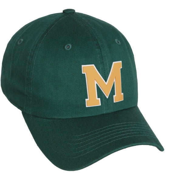 Daxton Classic 3D Varsity White Neon Orange Initial Letters Baseball Dad Hat, Hunter Green, Letter M