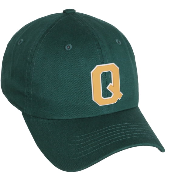 Daxton Classic 3D Varsity White Neon Orange Initial Letters Baseball Dad Hat, Hunter Green, Letter Q