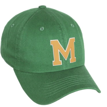 Daxton Classic 3D Varsity White Neon Orange Initial Letters Baseball Dad Hat, Kelly Green, Letter M