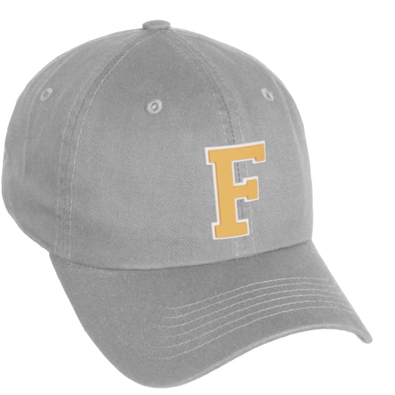 Daxton Classic 3D Varsity White Neon Orange Initial Letters Baseball Dad Hat, Light Grey, Letter F