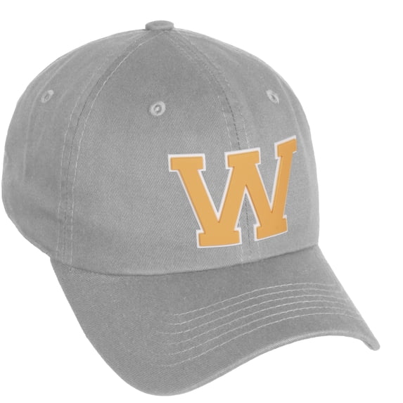 Daxton Classic 3D Varsity White Neon Orange Initial Letters Baseball Dad Hat, Light Grey, Letter W