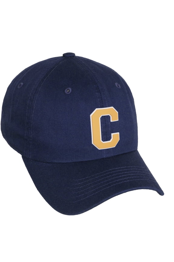 Classic 3D Varsity White Neon Orange Initial Letters Baseball Dad Hat, Navy, Letter C