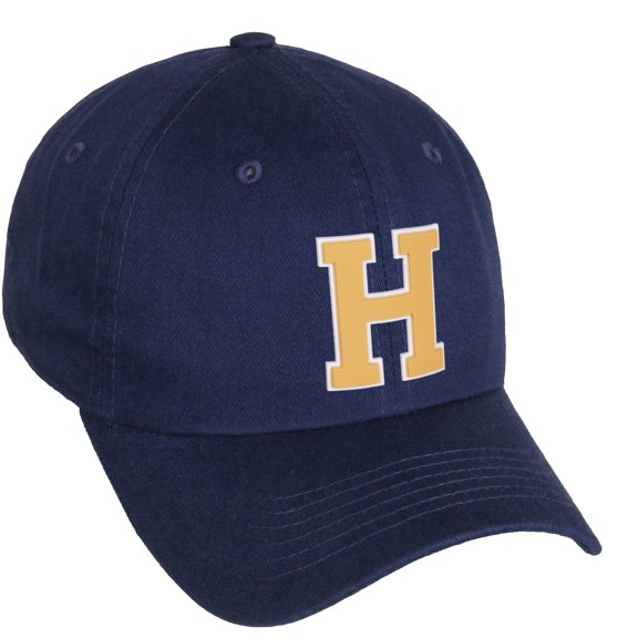 Daxton Classic 3D Varsity White Neon Orange Initial Letters Baseball Dad Hat, Navy, Letter H