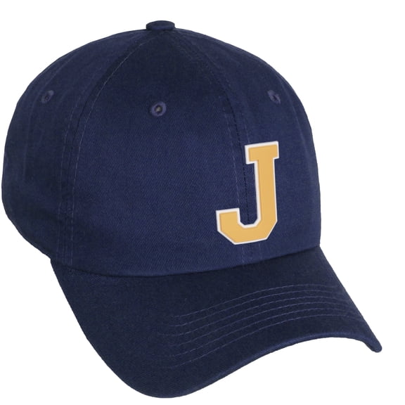 Daxton Classic 3D Varsity White Neon Orange Initial Letters Baseball Dad Hat, Navy, Letter J