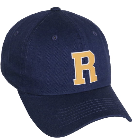 Daxton Classic 3D Varsity White Neon Orange Initial Letters Baseball Dad Hat, Navy, Letter R