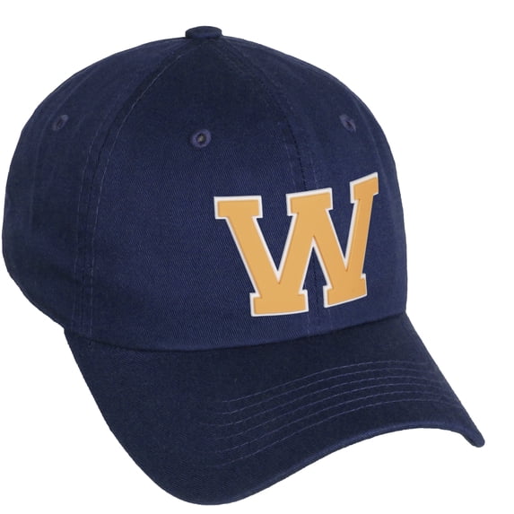 Daxton Classic 3D Varsity White Neon Orange Initial Letters Baseball Dad Hat, Navy, Letter W