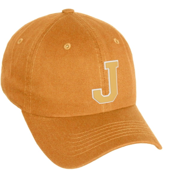 Daxton Classic 3D Varsity White Neon Orange Initial Letters Baseball Dad Hat, Orange, Letter J