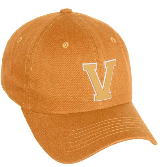Daxton Classic 3D Varsity White Neon Orange Initial Letters Baseball Dad Hat, Orange, Letter V