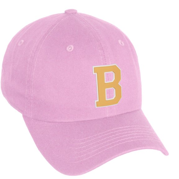 Daxton Classic 3D Varsity White Neon Orange Initial Letters Baseball Dad Hat, Pink, Letter B