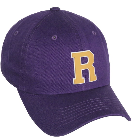 Daxton Classic 3D Varsity White Neon Orange Initial Letters Baseball Dad Hat, Purple, Letter R