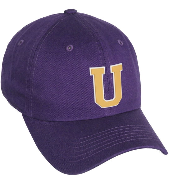 Daxton Classic 3D Varsity White Neon Orange Initial Letters Baseball Dad Hat, Purple, Letter U