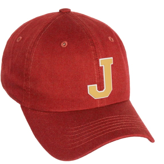 Daxton Classic 3D Varsity White Neon Orange Initial Letters Baseball Dad Hat, Red, Letter J