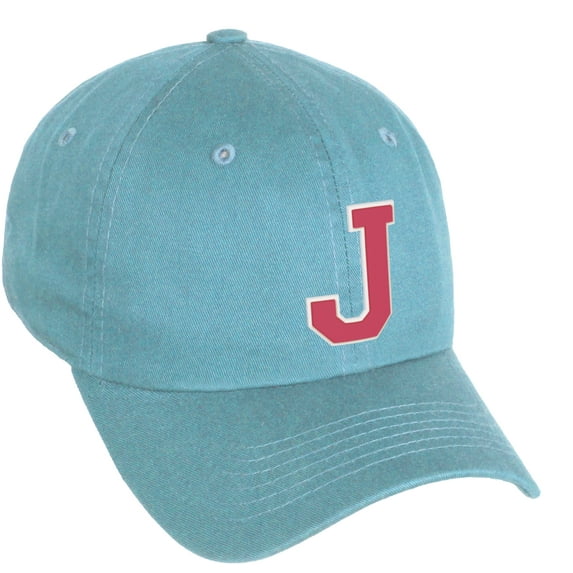 Daxton Classic 3D Varsity White Rose Initial Letters Baseball Dad Hat, Aqua, Letter J