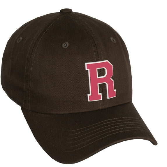Daxton Classic 3D Varsity White Rose Initial Letters Baseball Dad Hat, Brown, Letter R