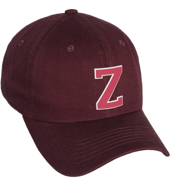 Daxton Classic 3D Varsity White Rose Initial Letters Baseball Dad Hat, Burgundy, Letter Z