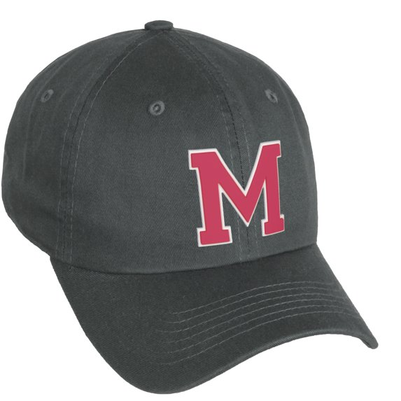 Daxton Classic 3D Varsity White Rose Initial Letters Baseball Dad Hat, Charcoal, Letter M