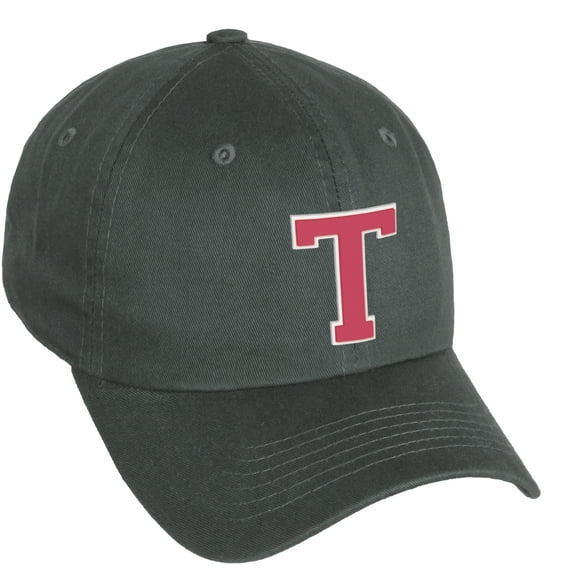 Daxton Classic 3D Varsity White Rose Initial Letters Baseball Dad Hat, Charcoal, Letter T
