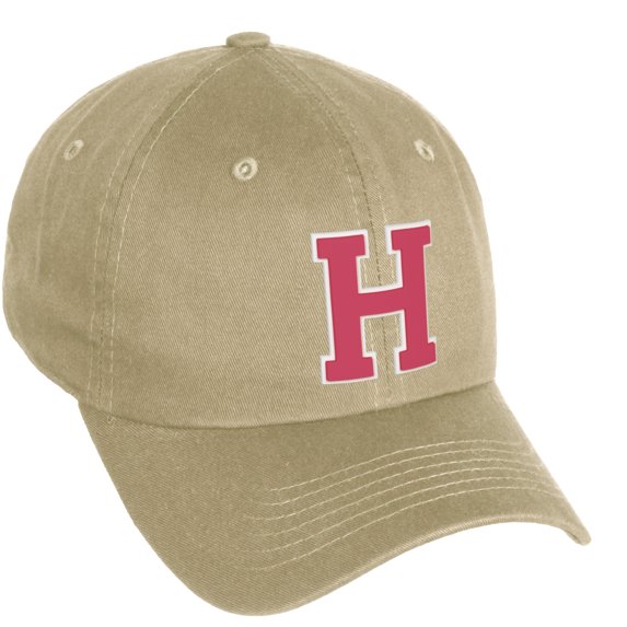 Daxton Classic 3D Varsity White Rose Initial Letters Baseball Dad Hat, Khaki, Letter H